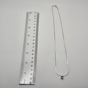 Silver Tone Chain Necklace With Clear Stone Pendant